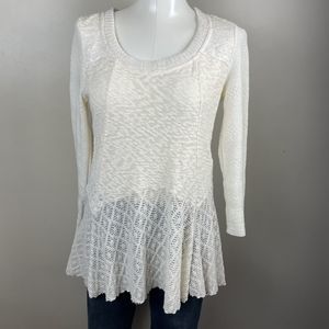 Anthropologie Meadow Rue Ivory Tunic fairy boho Blouse Cottage Core Size Small